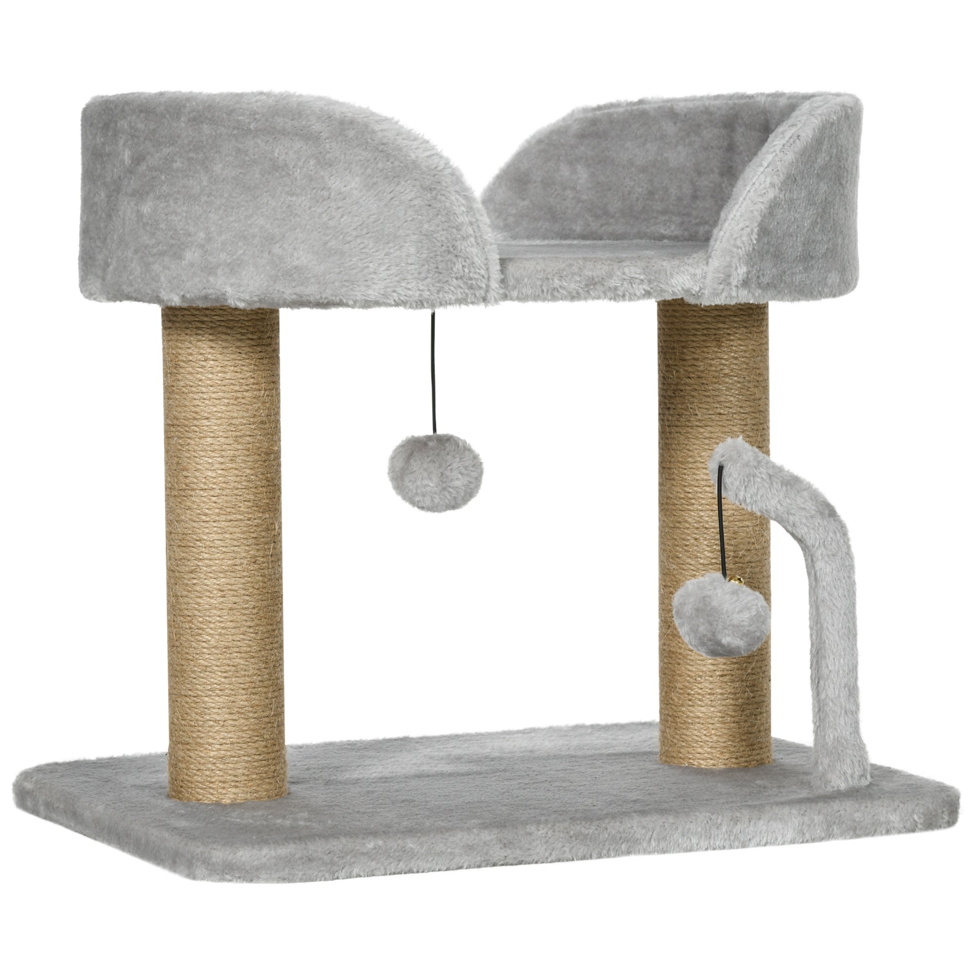 Albero per Gatti con Tiragraffi 48x38x42 cm con Lettino e Palline in Juta Grigio