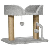 Albero per Gatti con Tiragraffi 48x38x42 cm con Lettino e Palline in Juta Grigio
