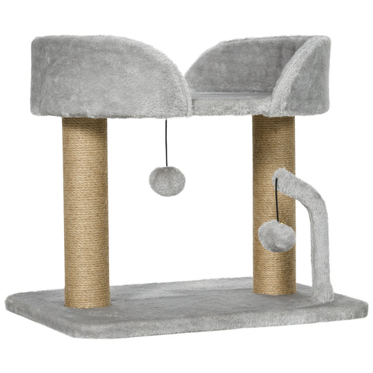 Albero per Gatti con Tiragraffi 48x38x42 cm con Lettino e Palline in Juta Grigio