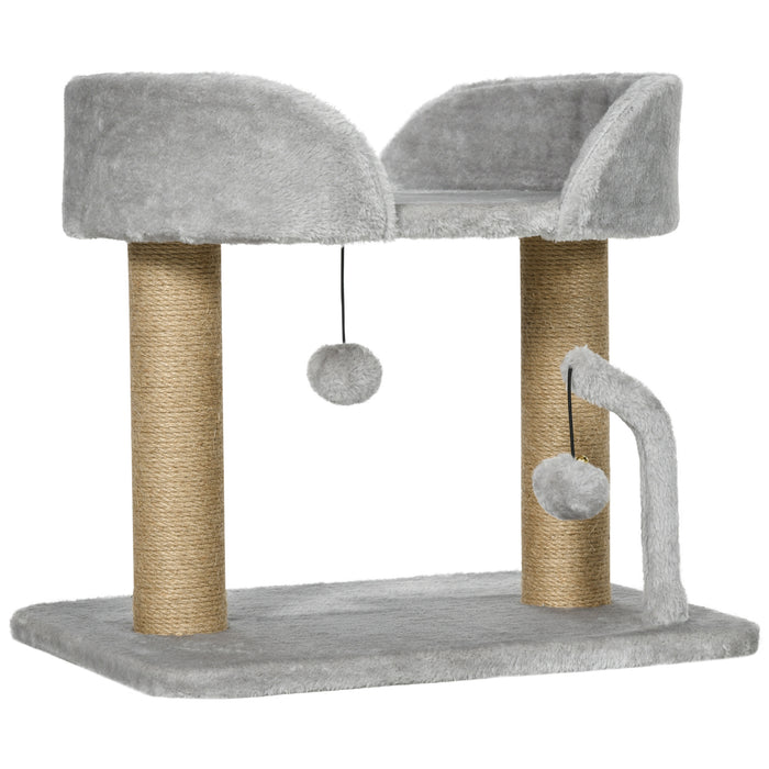 Albero per Gatti con Tiragraffi 48x38x42 cm con Lettino e Palline in Juta Grigio