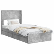 Letto singolo | Letto per adulti | Struttura del letto con stoccaggio e testata Grigio Cemento