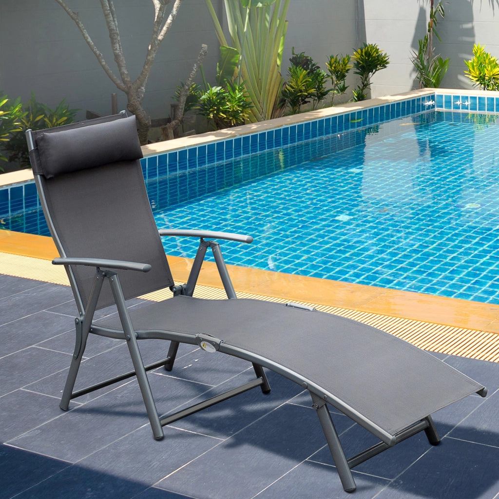Chaise Longue Pieghevole ¨C zephmum ¨C Grigio 137x64x101 cm