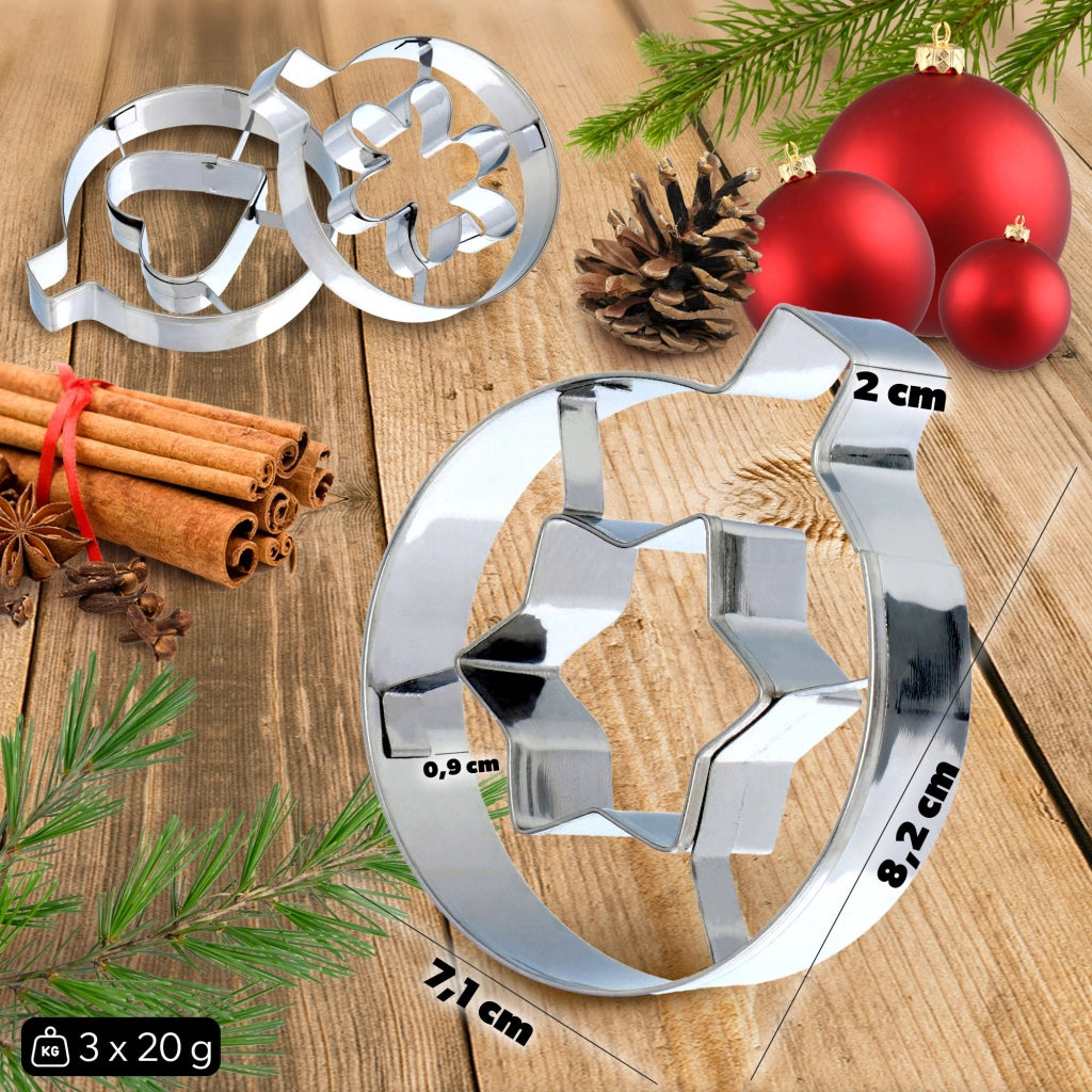 Set di 3 stampini per biscotti di pan di zenzero KADAX per Natale