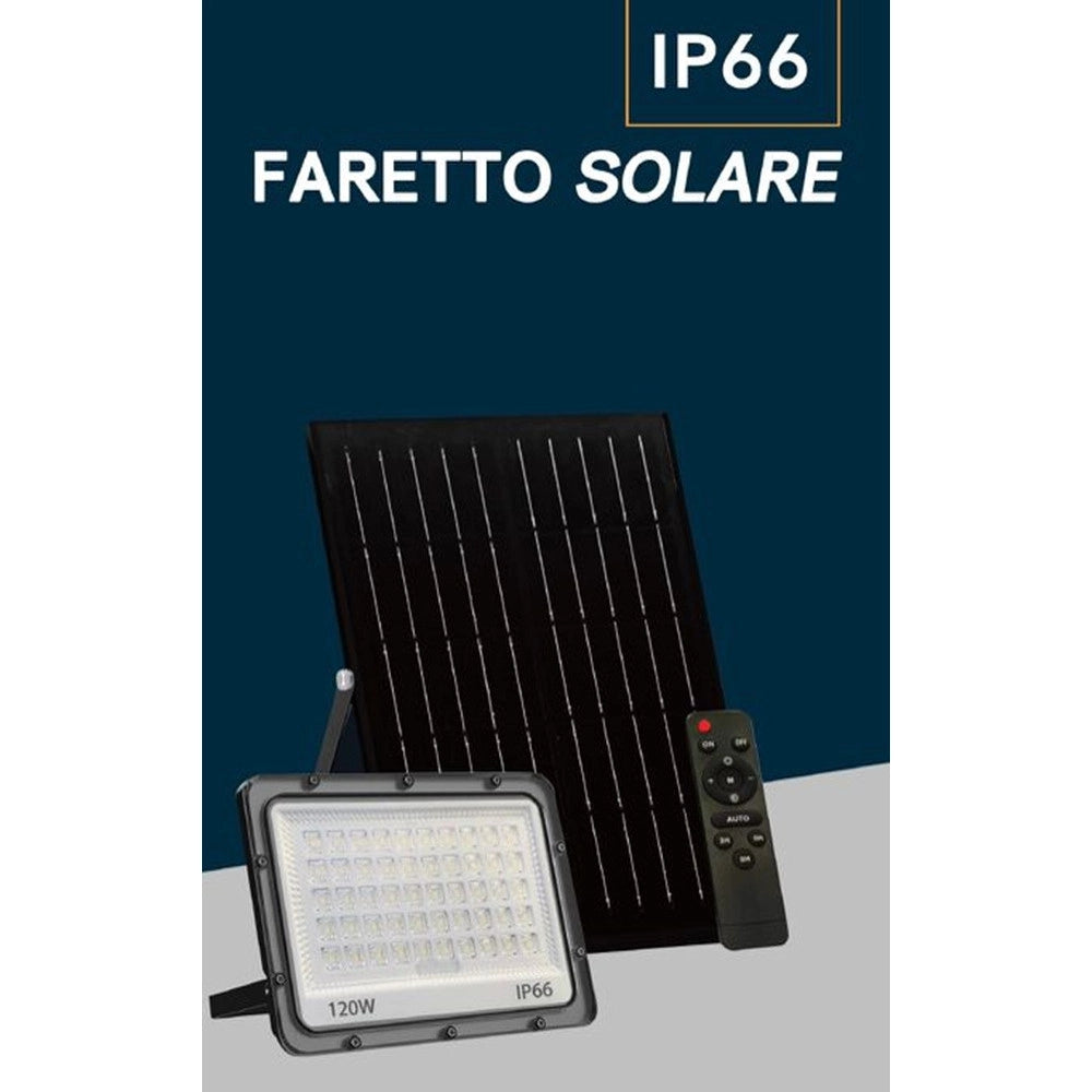 Trade Shop - Faro Led Da Esterno Con Pannello Solare 120w Ip66 Telecomando Luce Regolabile Sf319-120-3c -