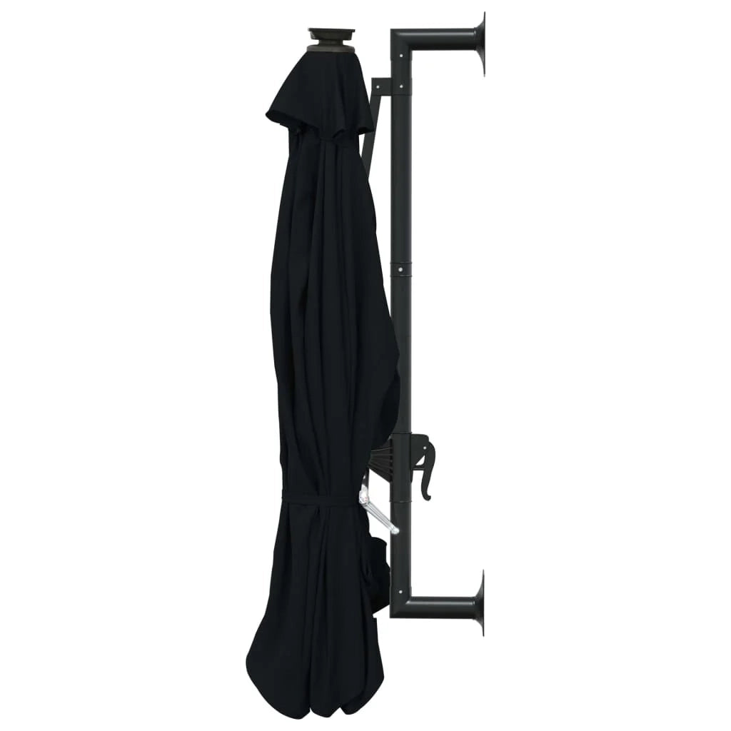 Ombrellone da parete con palo in metallo e LED 300 cm nero 02_0008693