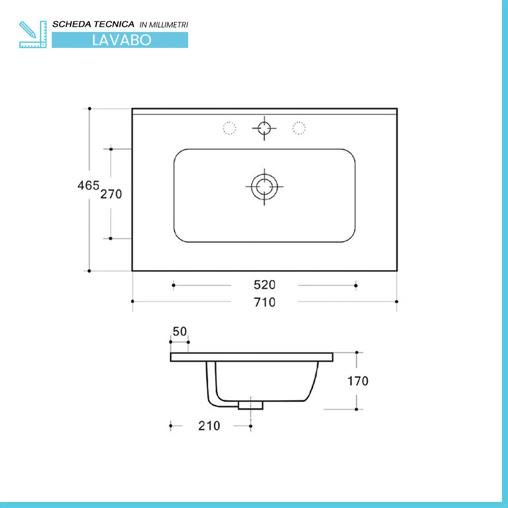 Mobiletto bagno sospeso cannettato 70 cm noce canaletto Bali