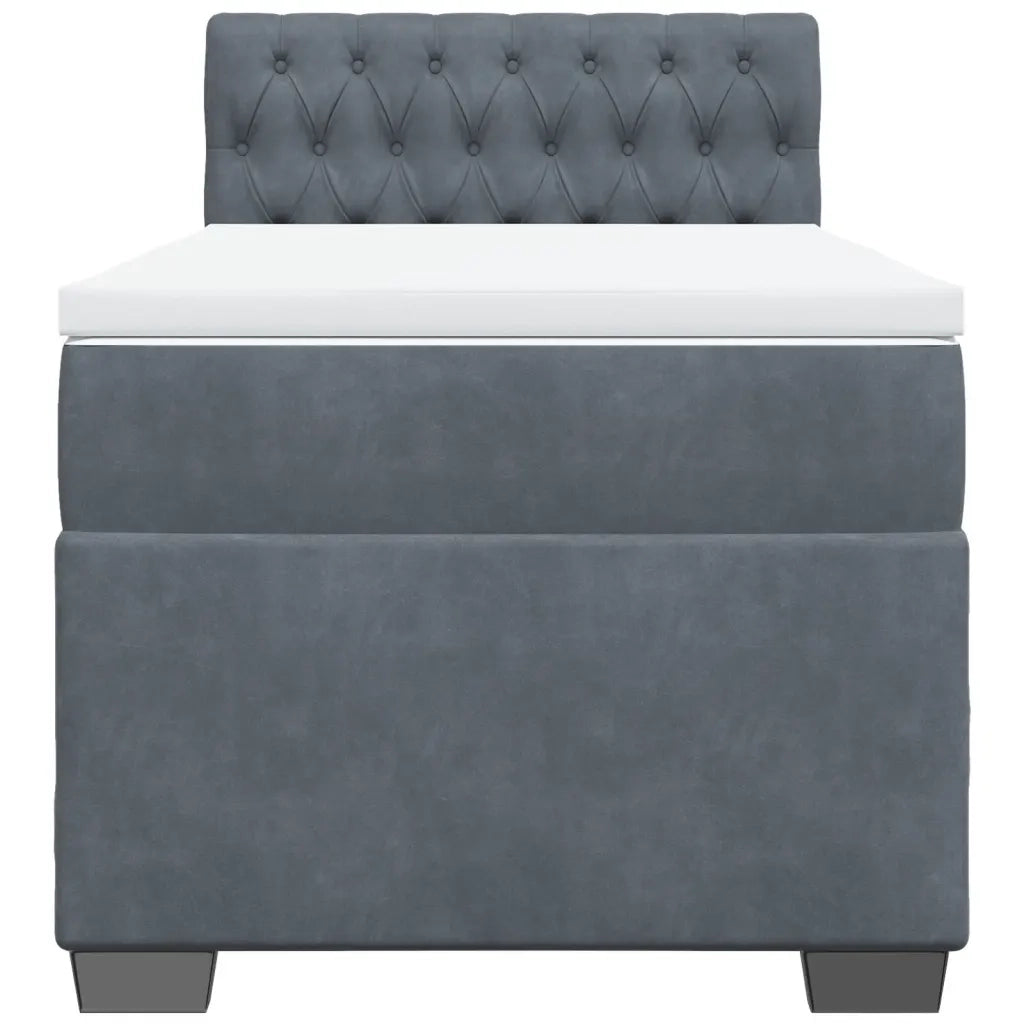 Giroletto a Molle con Materasso Grigio Scuro 90x190 cm Velluto