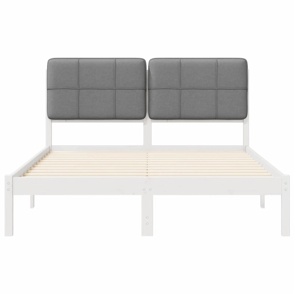 Letto con Testiera Rivestita Grigio chiaro 140 x 190 cm