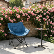 Sedia campeggio pieghevole imbottita in metallo; nero e blu; 63 x 73;5 x 55 cm