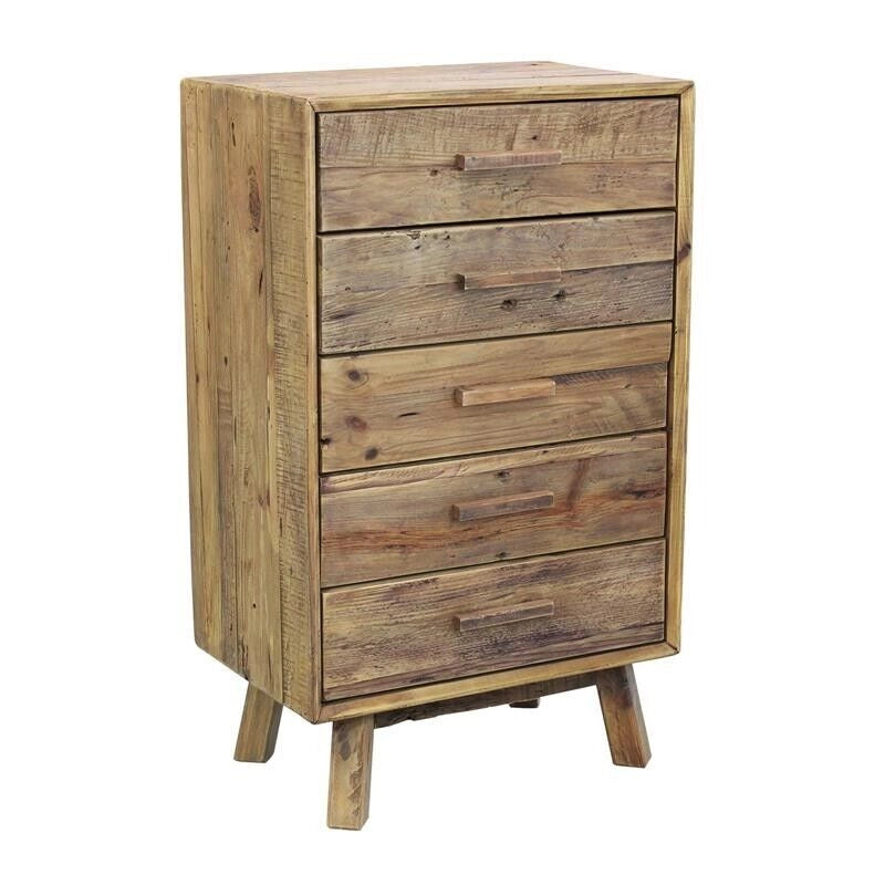 CASSETTIERA AGGIE IN LEGNO DI PINO RICICLATO CON 5 CASSETTI 60 X 40 X H100,5 CM