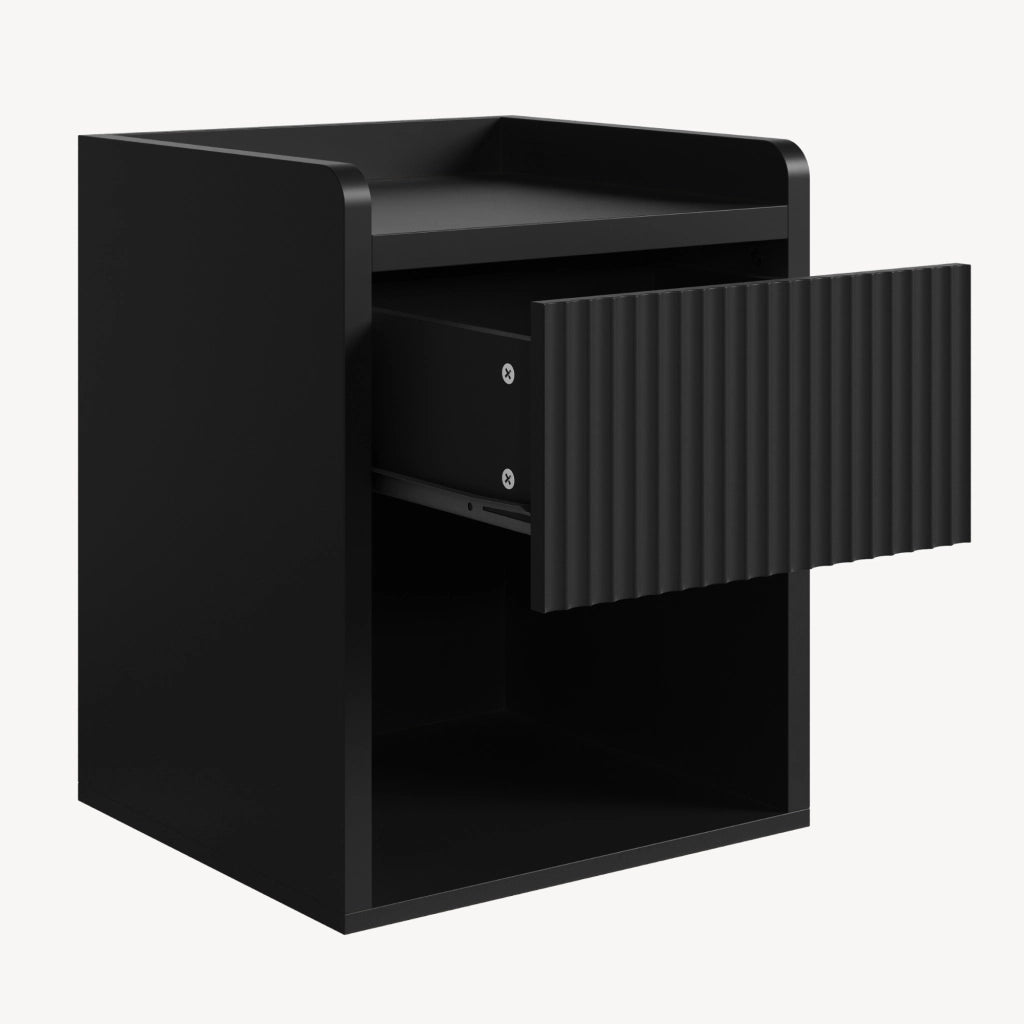 Set di 2 Comodini Nand con Cassetto e Vano Aperto 55x49x39 cm Nero [en.casa]