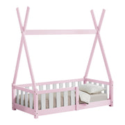 Letto a Capanna Helsingborg con Sponde 70 x 140 cm Rosa [en.casa]