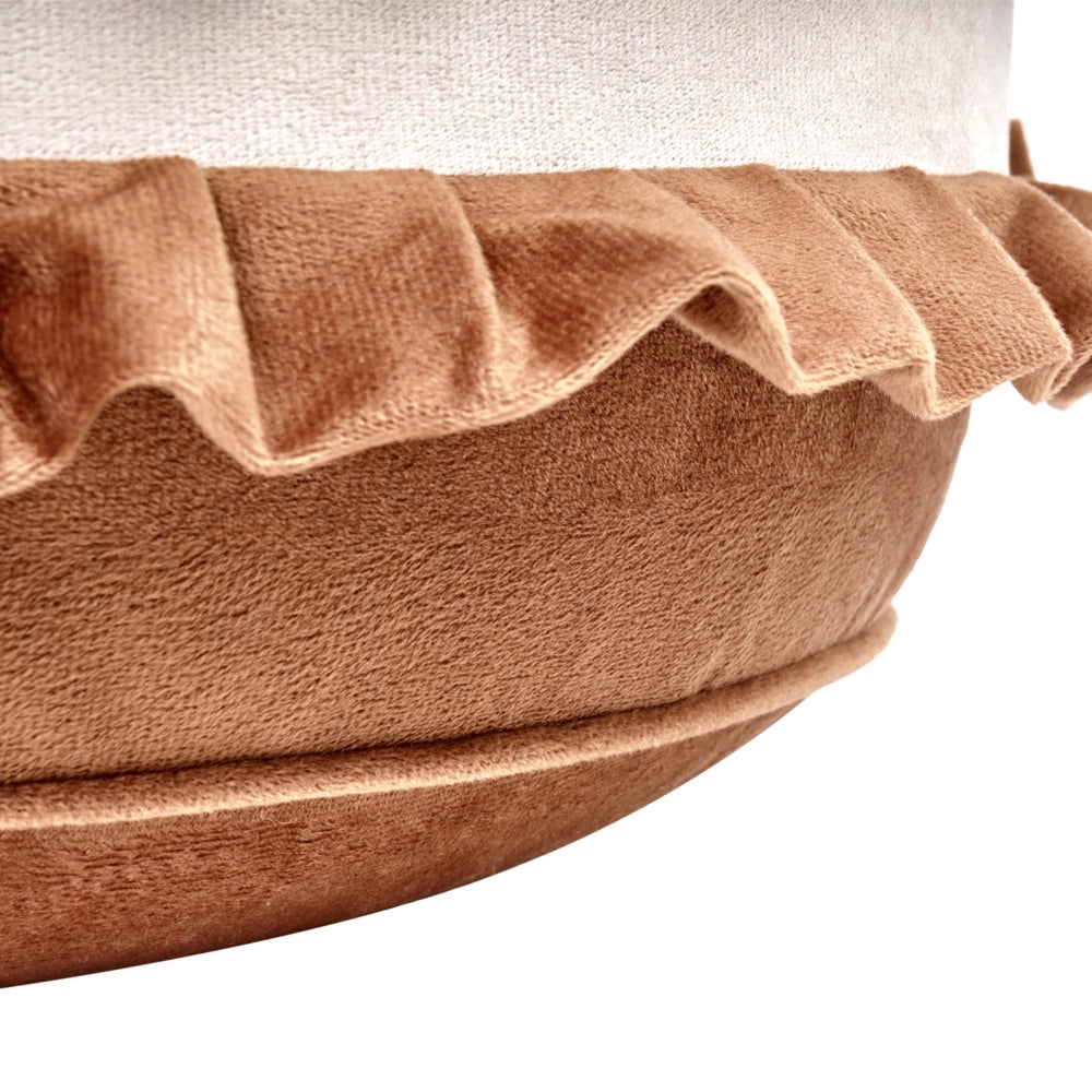 Pouf in velluto marrone 50 x 50 x 30 cm Pouf Seduta decorativa rotonda Stile moderno Soggiorno Camera da letto