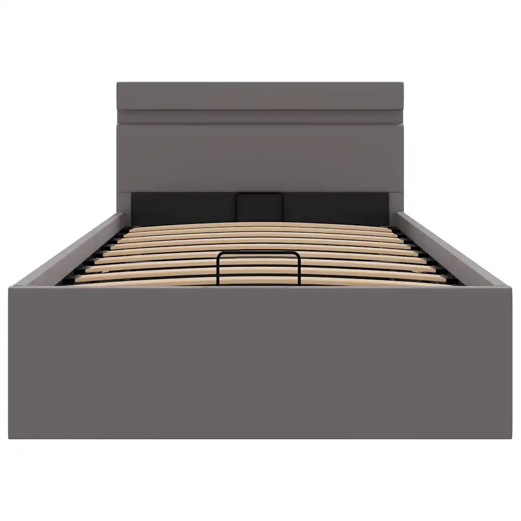 Giroletto Contenitore Idraulico LED Grigio Similpelle 90x200 cm 285552