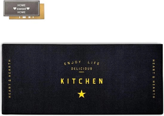 Asciugamano Antiscivolo per pavimento in cucina con funzionalità antiaderente Asciugamano per pavimento in cucina Asciugamano per pavimento in cucina nero blu Dimensioni 67 x 150 cm Adatto per pavimenti con riscaldamento elettrico