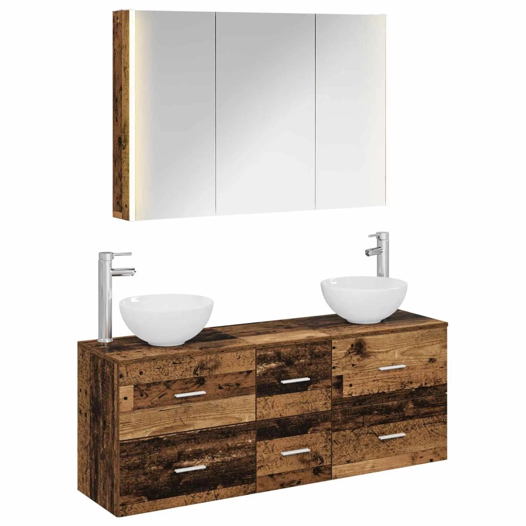 Set di mobili per il bagno 4 pcs Legno antico 3406709