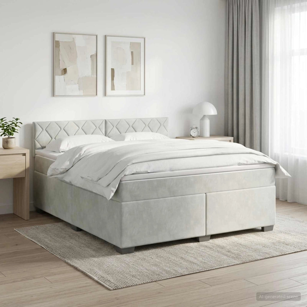 Letto box spring con materasso Grigio Chiaro 160 x 200 cm 3450752