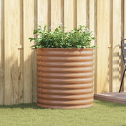 Letto da giardino rialzato marrone con aspetto legno 80x80x81 cm in acciaio