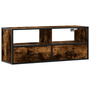Mobile TV multimediale mensola TV credenza mobile TV sala da pranzo soggiorno camera da letto rovere affumicato 100 x 31 x 39,5 cm legno ingegnerizzato e metallo marrone 02_0027256