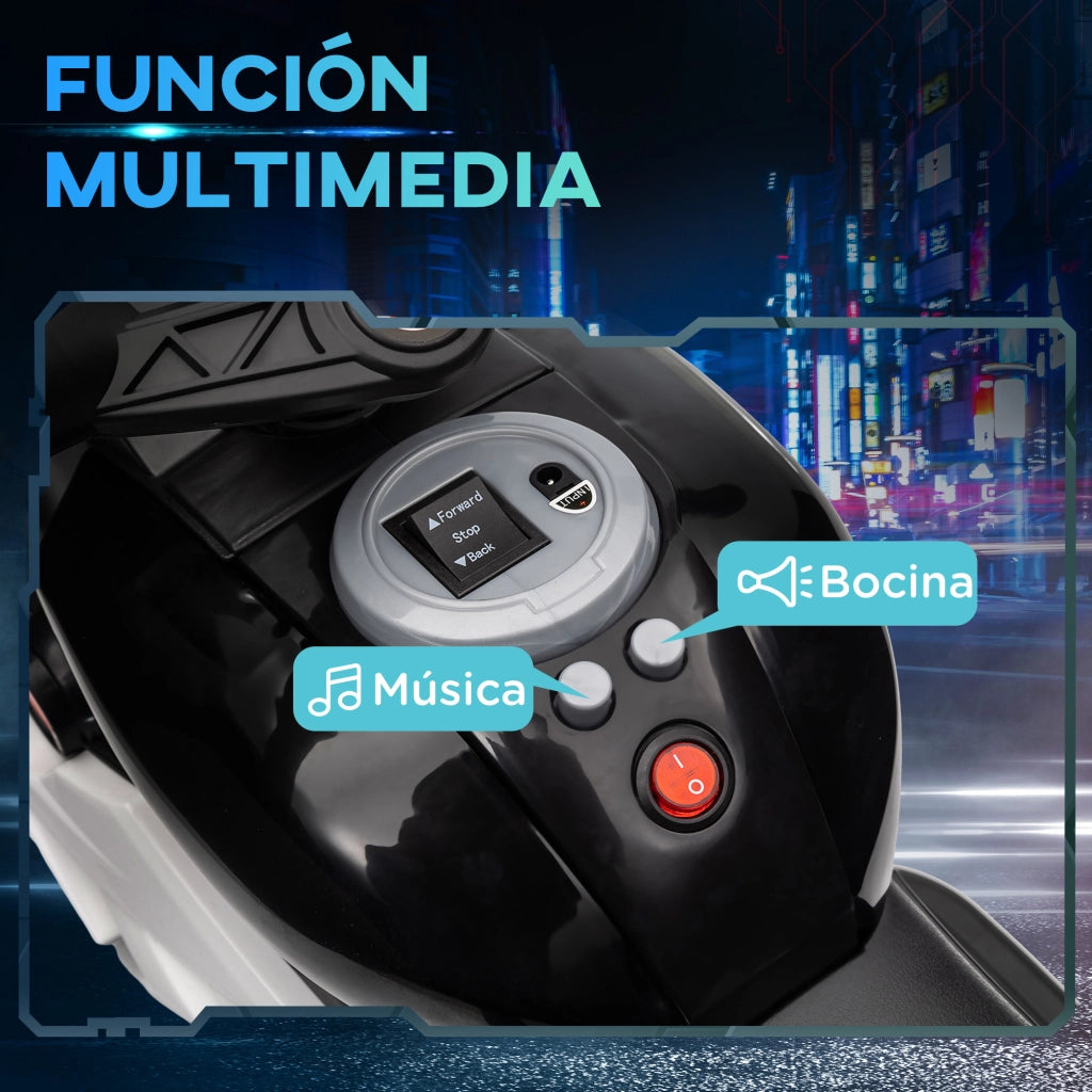 Moto Elettrica Bambini con Luci e Musica ¨C zephmum ¨C 3 km/h Nero