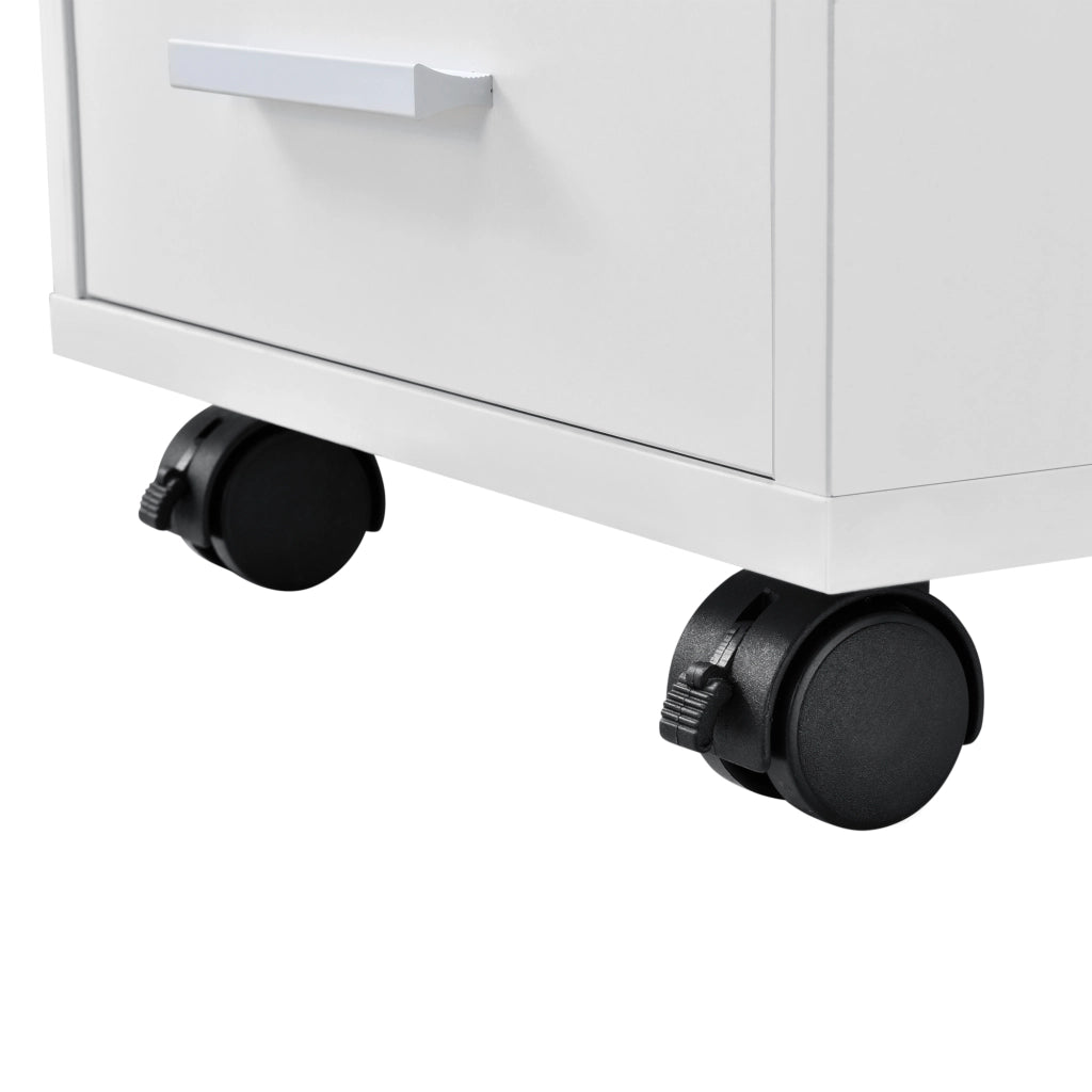 Cassettiera a Ruote Comodino con 5 Cassetti 63 x 33 x 38 cm - Bianco [en.casa]