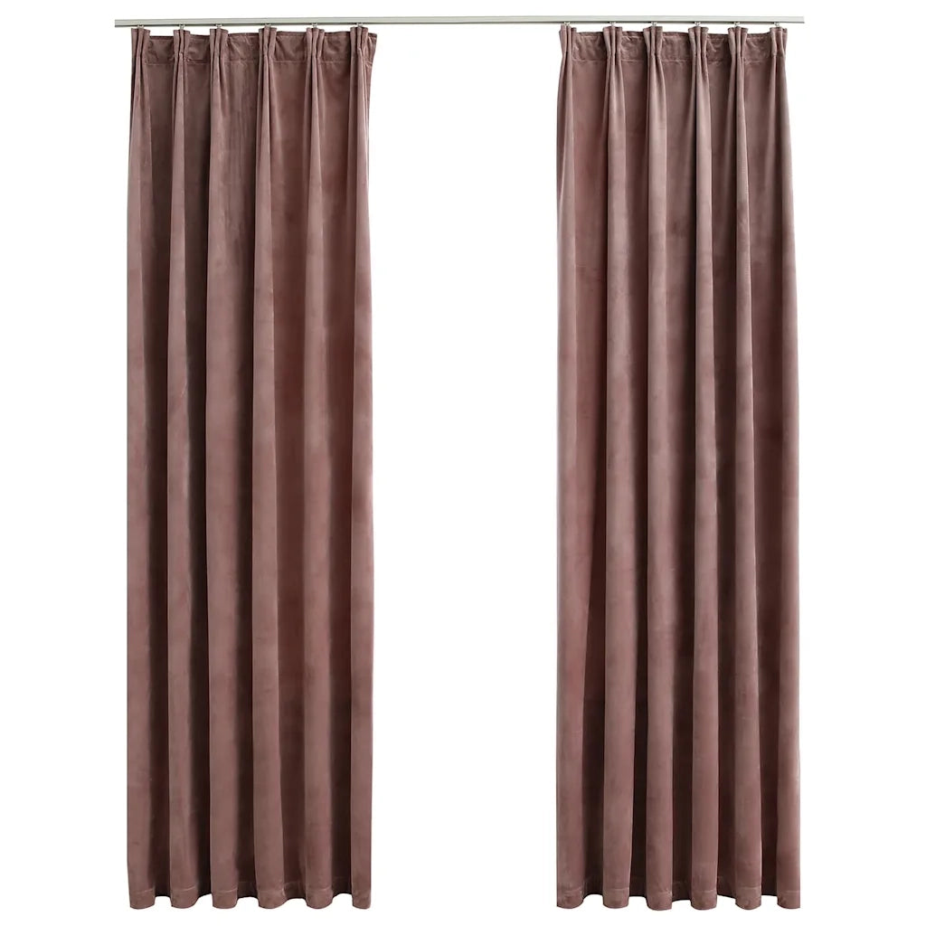 Tende Oscuranti con Ganci 2 pz Rosa Antico in Velluto 140x225cm 134525
