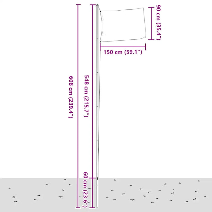 Asta Sezionale per Bandiere Argento 6,08 m in Alluminio 153562