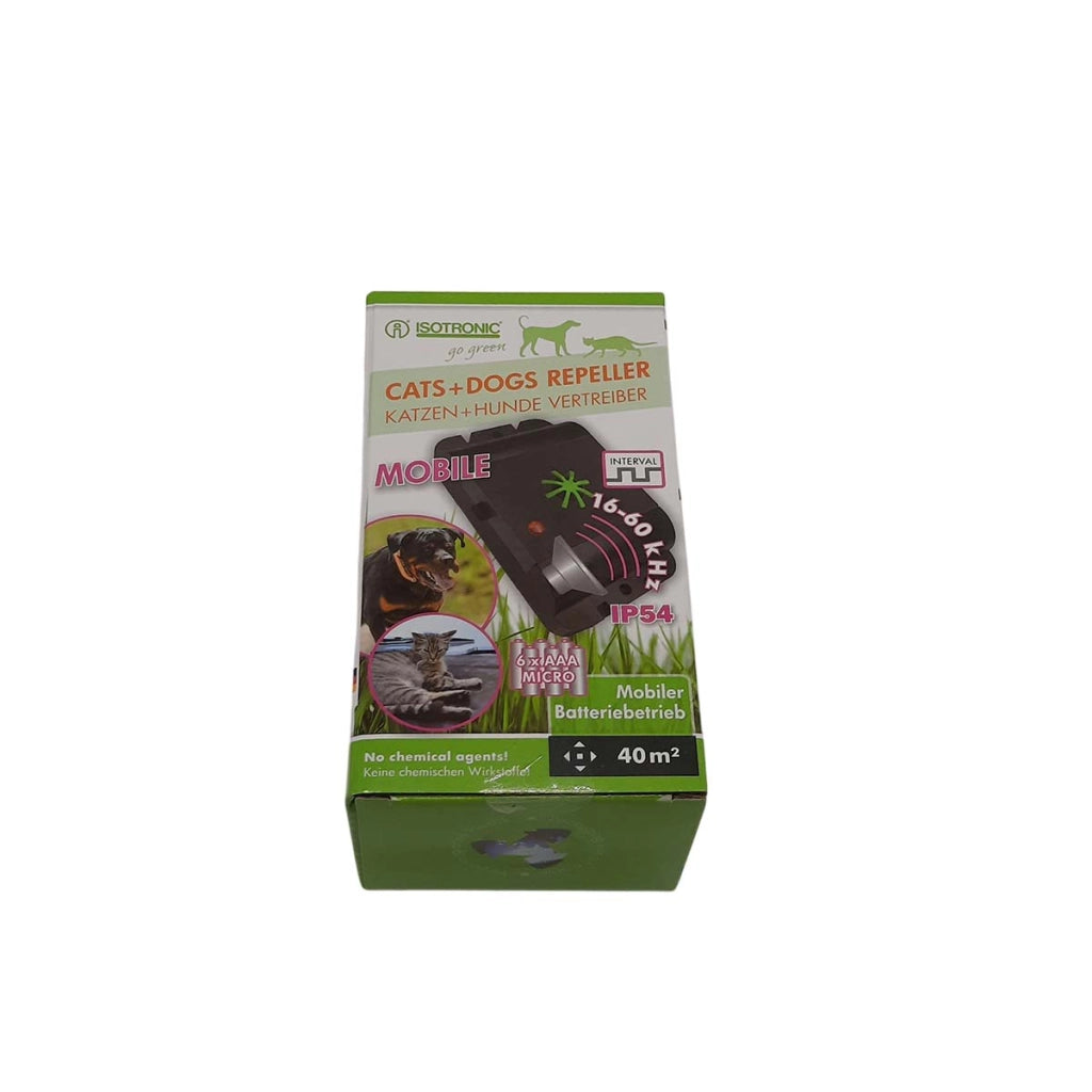 Repulsore a ultrasuoni per cani/gatti da esterno IPX5 18-32 kHz Nero Isotronic