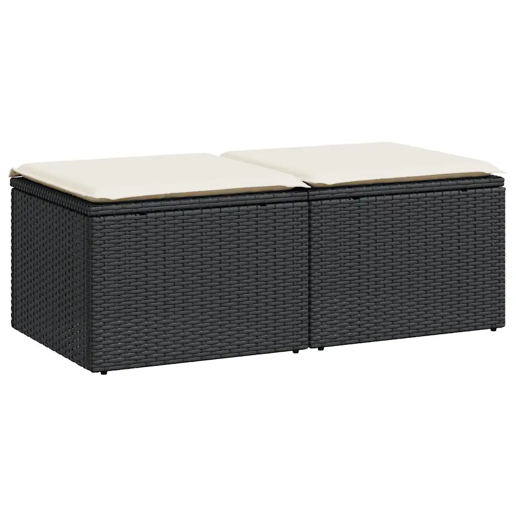 Set Divani da Giardino con Cuscini 2 pz | Set Salotto da Giardino Nero Polyrattan Acacia