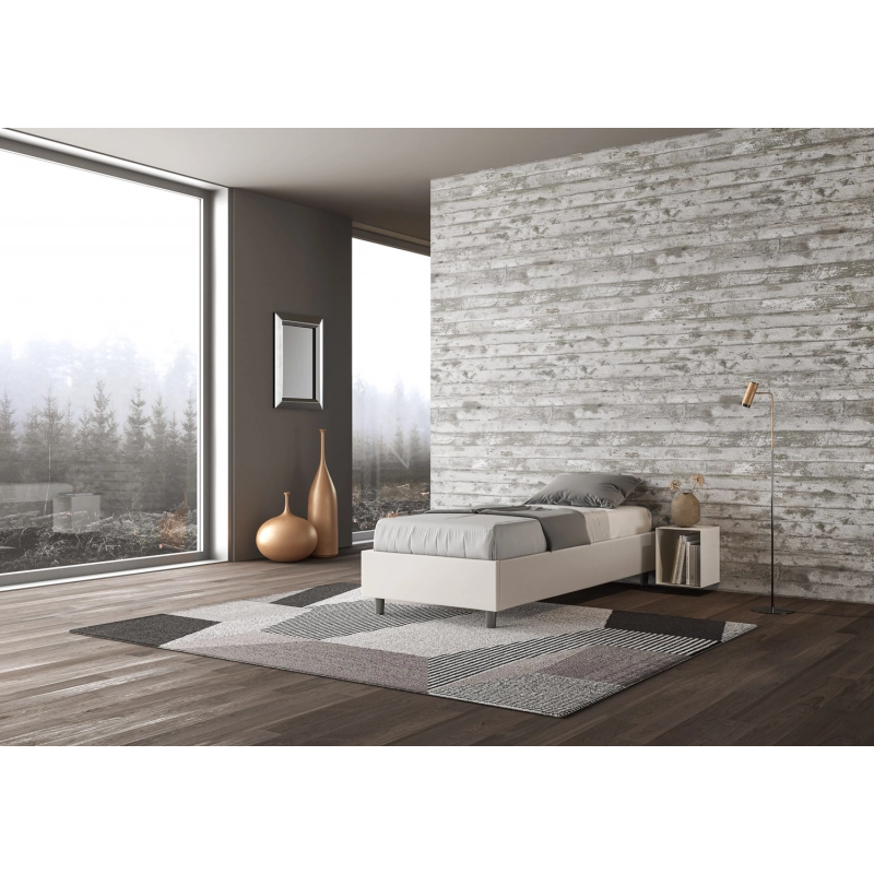 Letto Sommier imbottito Singolo 80x200 cm Azelia - Bianco,Similpelle,Senza rete
