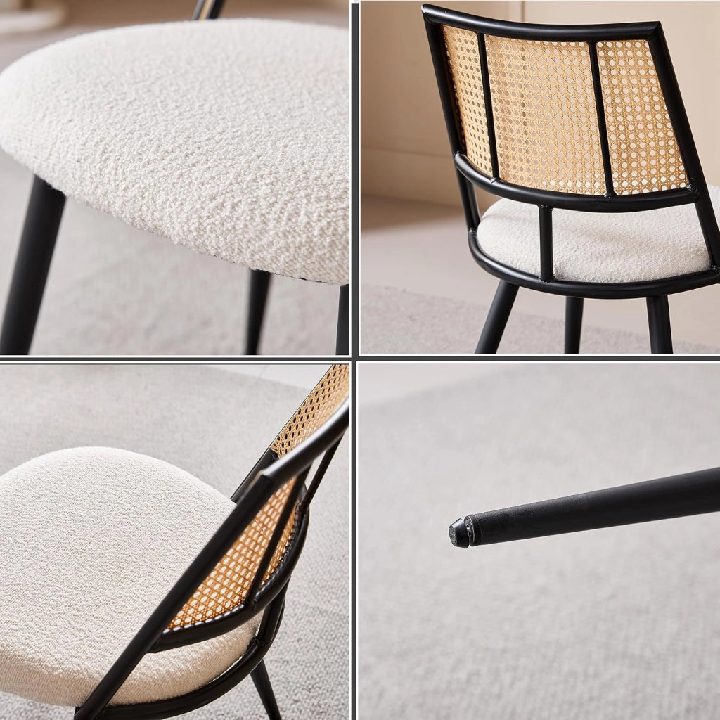GrandCA HOME Set Tavolo e Sedie da Pranzo,Tavolo da Pranzo Quadrato da 140cm,4 Sedie Iimbottite in Rattan,sedie Imbottite in Rattan,Adatte Per Sala da Pranzo,Cucina e Soggiorno #02