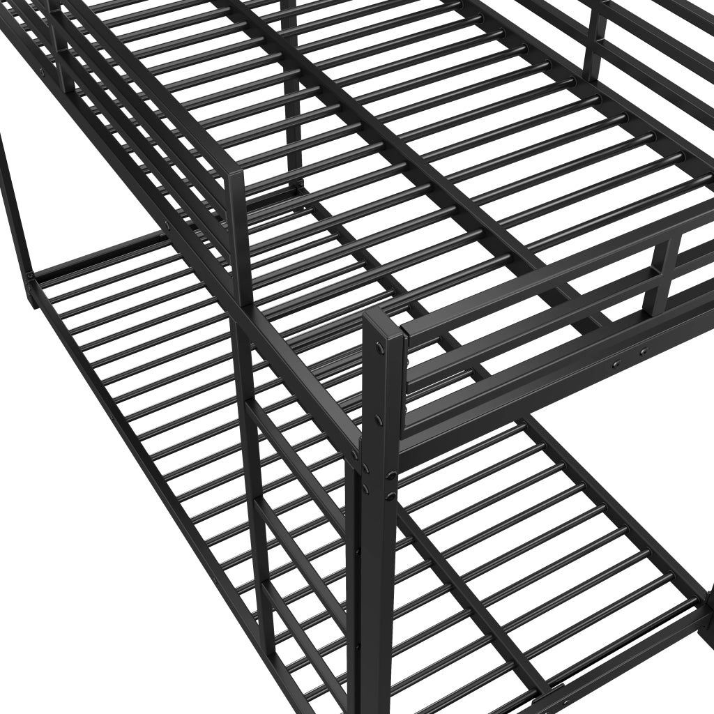 Letto a Castello 90x200 cm; 2 Posti - Sponde di Sicurezza e Struttura in Metallo - Nero