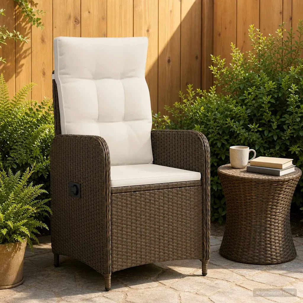 Sedia da giardino reclinabile Marrone e Bianco Crema 42027152