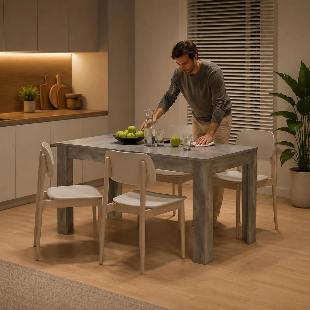 Dining Table, Concrete Grey, 140x74.5x76 Cm, Wood-based Material