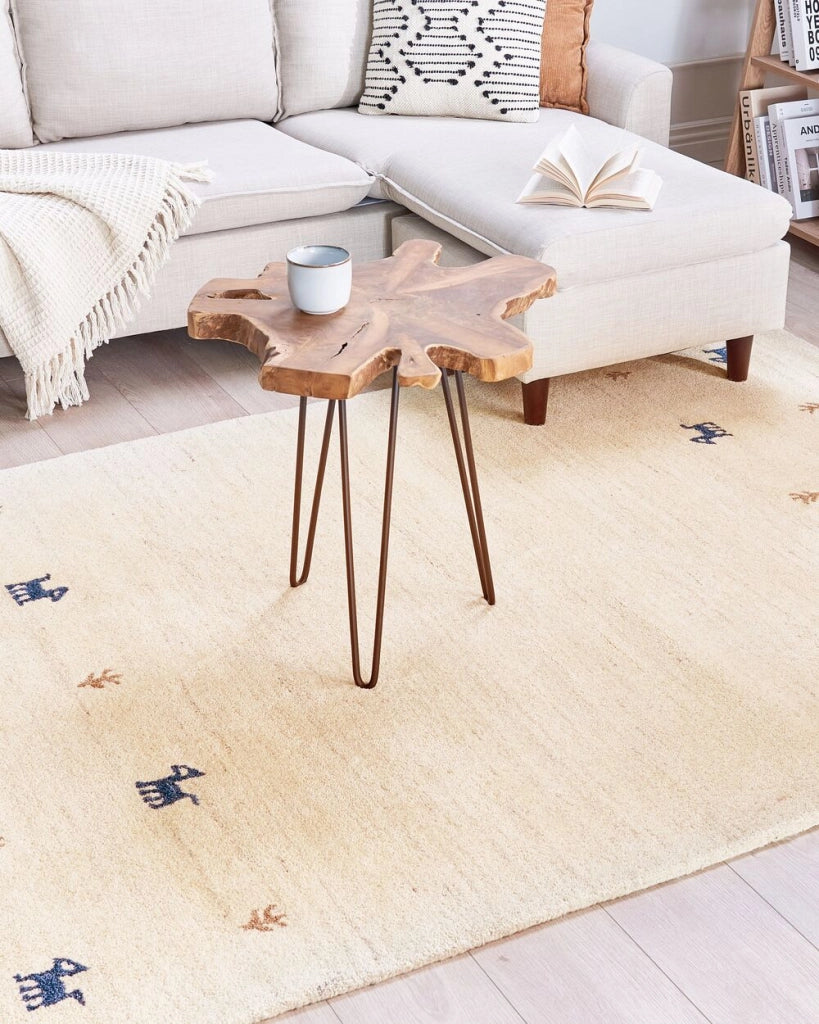 Tappeto Gabbeh per aree beige in lana 160 x 230 cm a pelo fitto Tradizionale rustico a tinta unita Stile