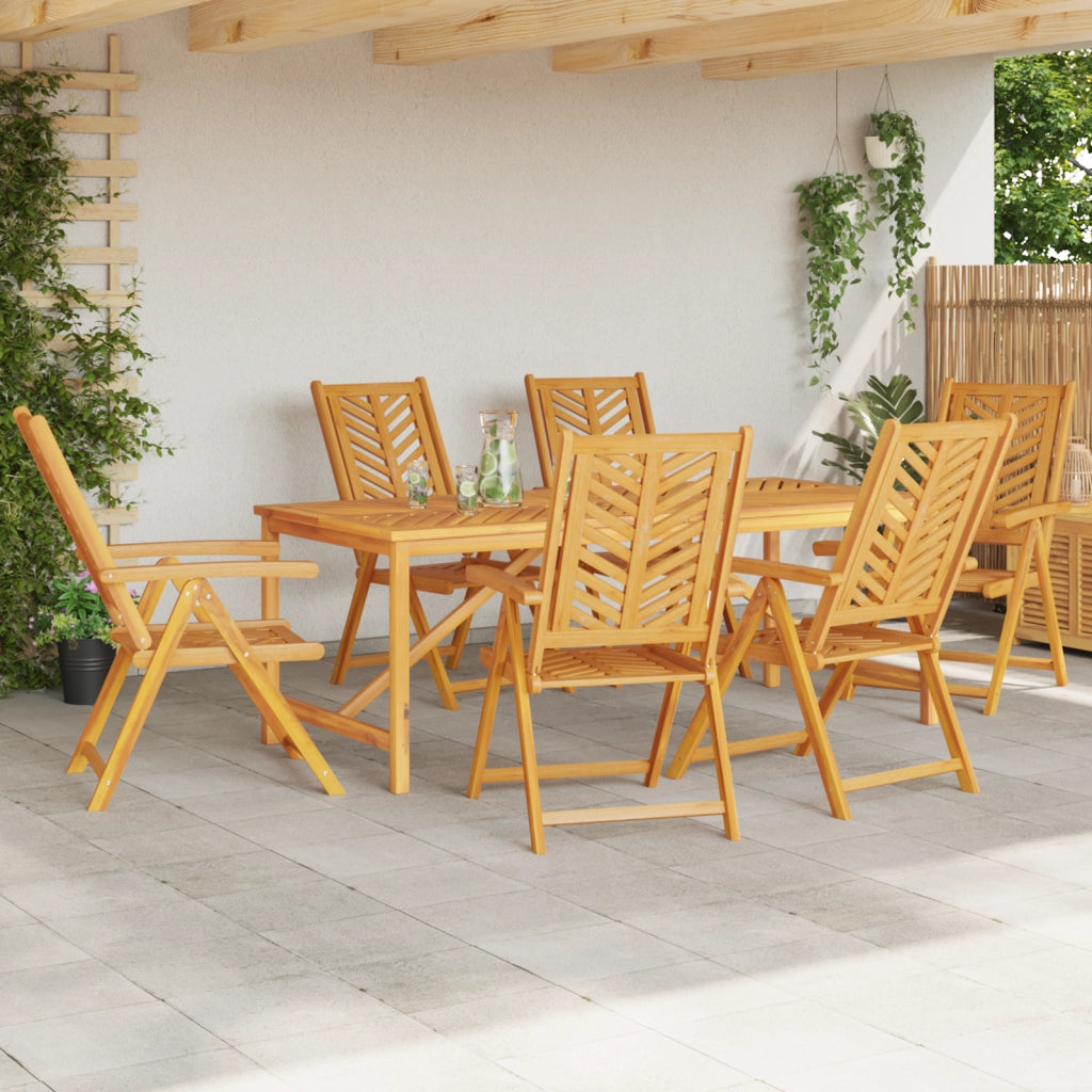 Set da Pranzo Giardino 7 Pezzi in Legno Massello di Acacia