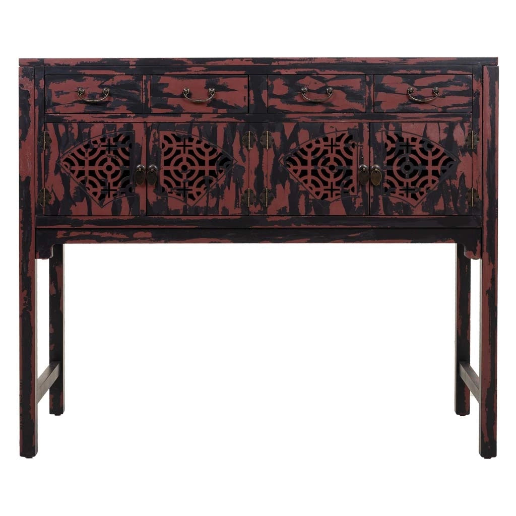 Mobile da ingresso in legno rosso 120x40x102h