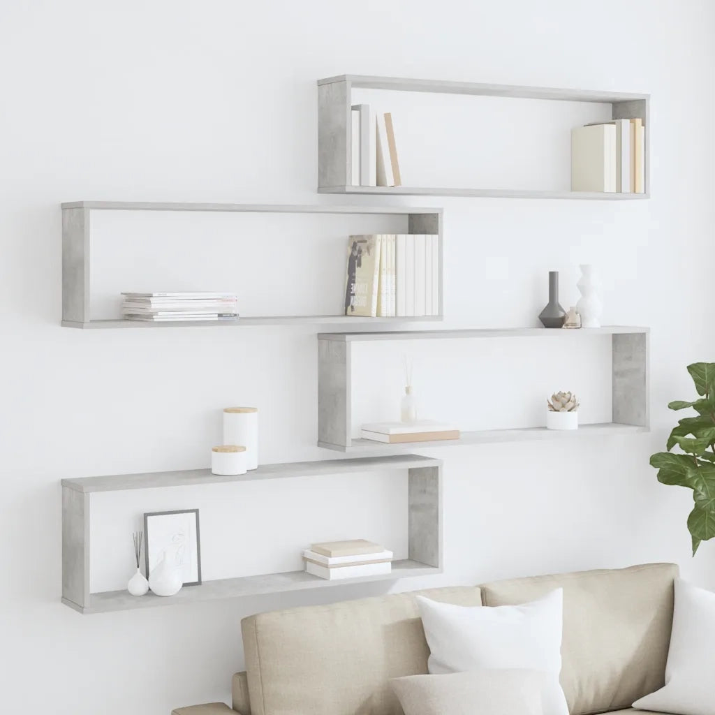 Mensole a Cubo 4 pz Grigio Cemento 100x15x30 cm in Truciolato cod mxl 33098
