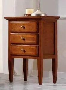 Comò in legno massiccio noce scuro arte povera itarsiato
