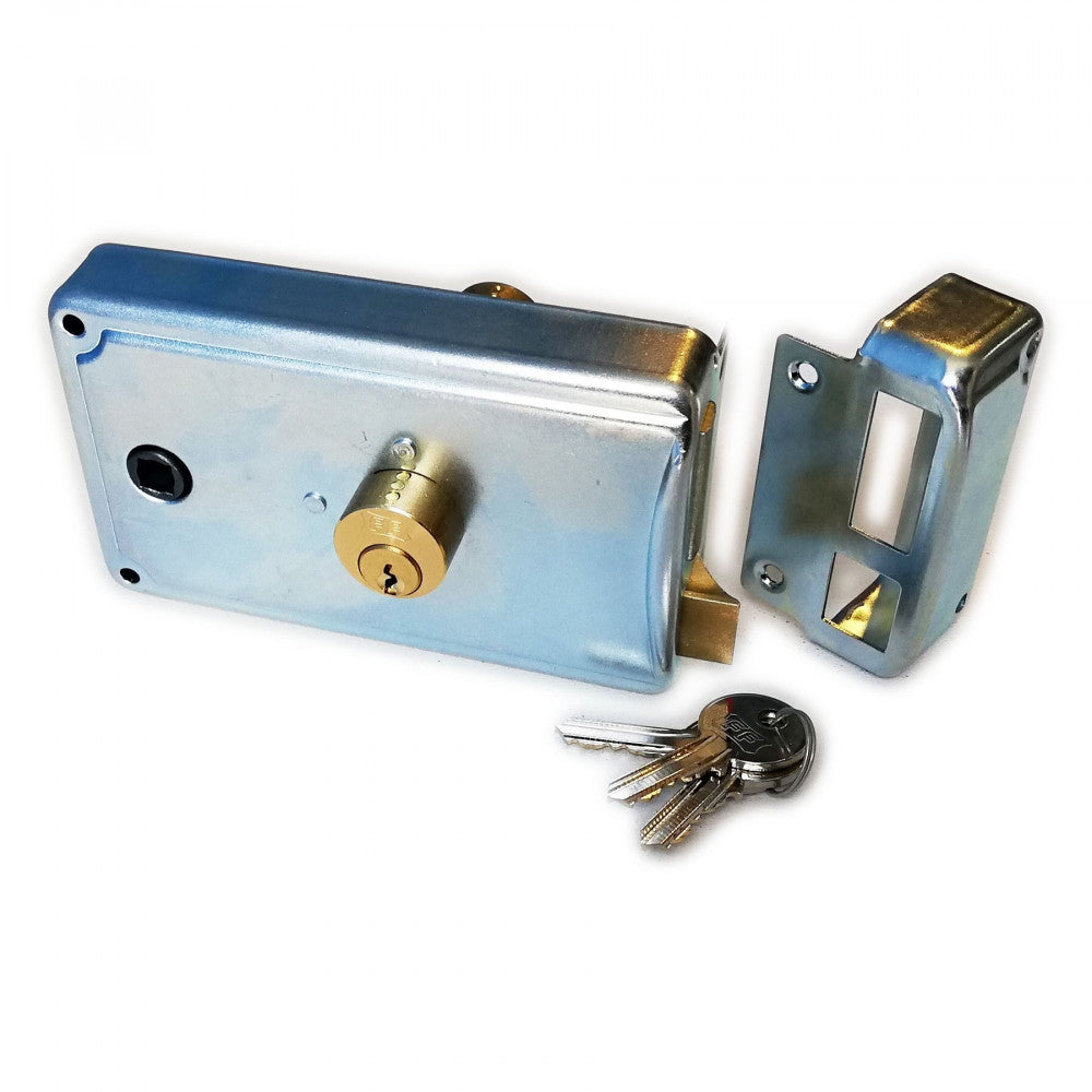 Facchinetti serratura zincata 60mm a spingere destra per portoncino da applicare