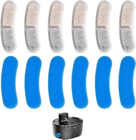 Filtro per Acqua per Gatti con Filtrazione Multipla e Rimozione Impurità 6 Filtro + 6 Sponda