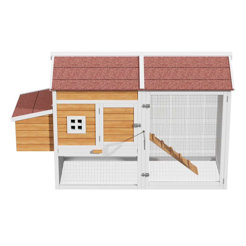 Casetta da giardino in legno massiccio con nido esterno, trespolo e cassetto zincato, natural, 185 × 91 × 115 cm
