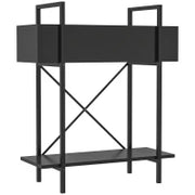 Supporto per piante da interno e da esterno a 2 livelli, con fori di drenaggio, in metallo, 60 x 25 x 70 cm, Nero