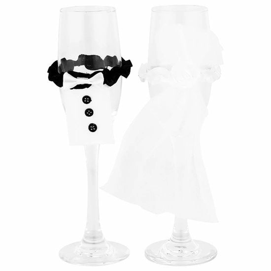 Decorazioni per tavolo da pranzo in vetro - Decorazione per matrimonio - Regalo di nozze - Bianco/Nero - Valore ricordo - Facile da trasportare - Decorazione per matrimonio