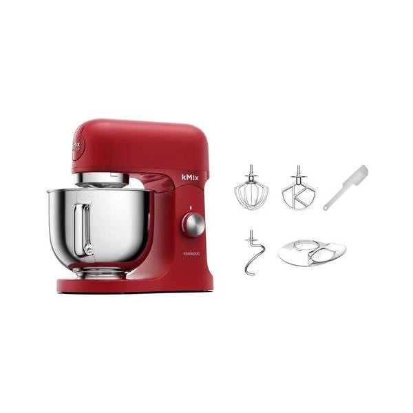 Kenwood kmix - impastatrice planetaria, paraschizzi, 3 ganci e fruste, 1000 w, ciotola 5l, rosso (kmx751ard) - 0W20011525