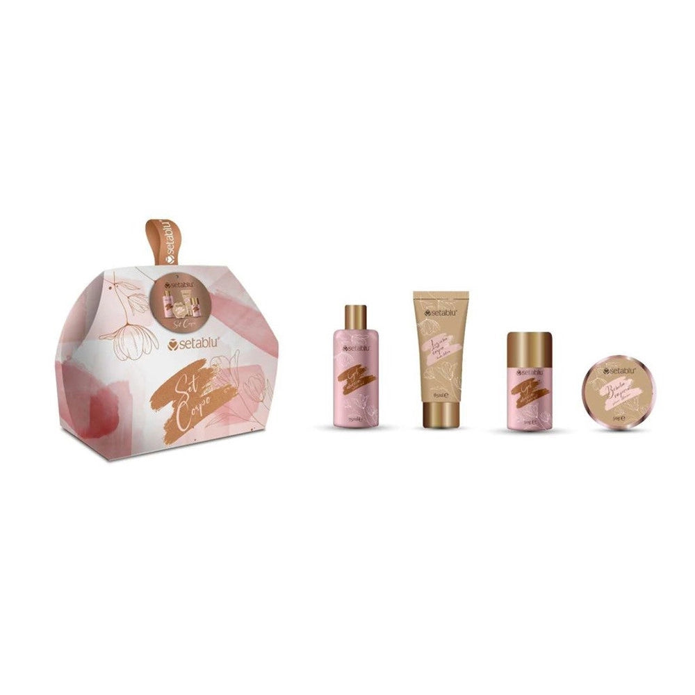 Trade Shop - Set Donna Da 4pz Con Gel Doccia Deodorante Lozione Corpo Idea Regalo Elegante Cofanetto -