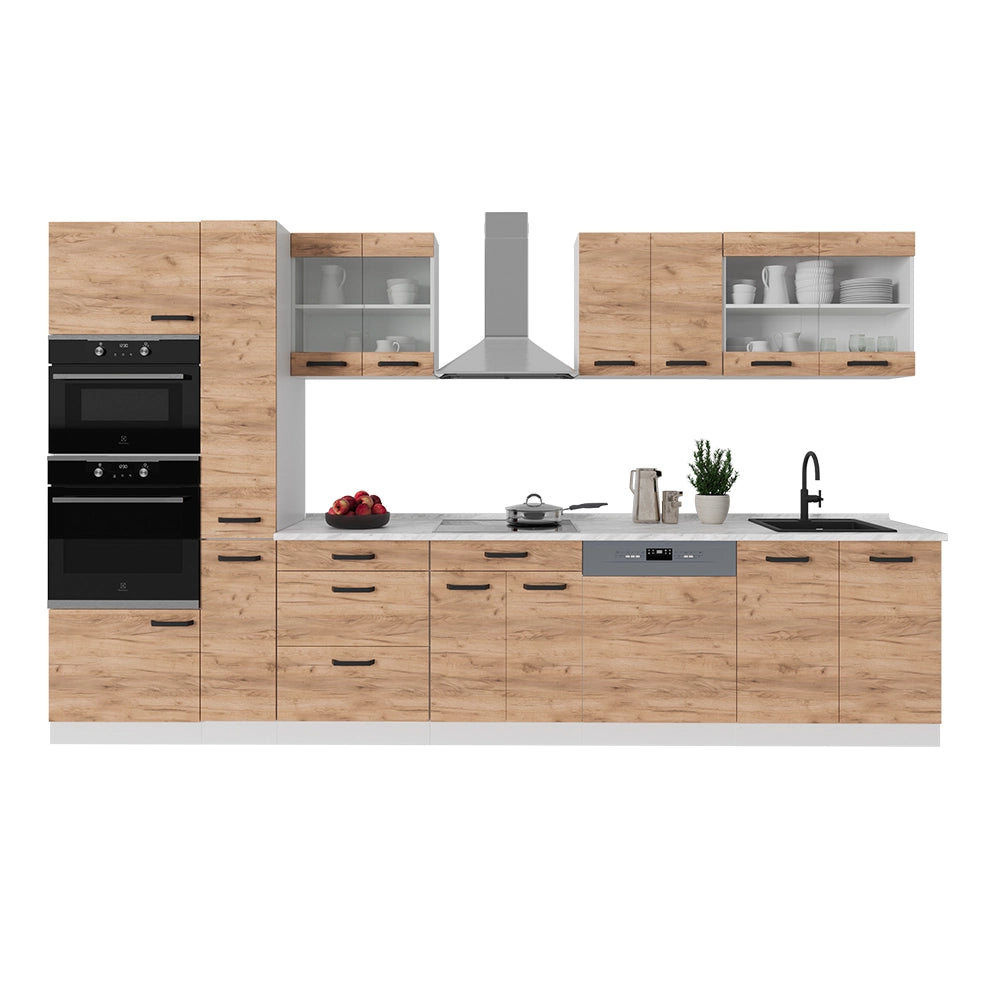 Vicco Cucina componibile Quercia dorata/bianco 350 cm senza piano di lavoro