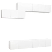 Set Mobili Porta TV 7 pz | Armadietto TV | Mobile Porta TV Bianco in Legno Multistrato