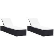 Set di 2 lettini prendisole sedie a sdraio lettini prendisole aiuole da giardino mobili da giardino mobili da esterno con cuscini resina intrecciata nera 02_0012157
