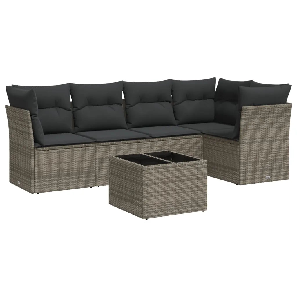 Set Divano da Giardino 6 pz con Cuscini Grigio in Polyrattan 3217610